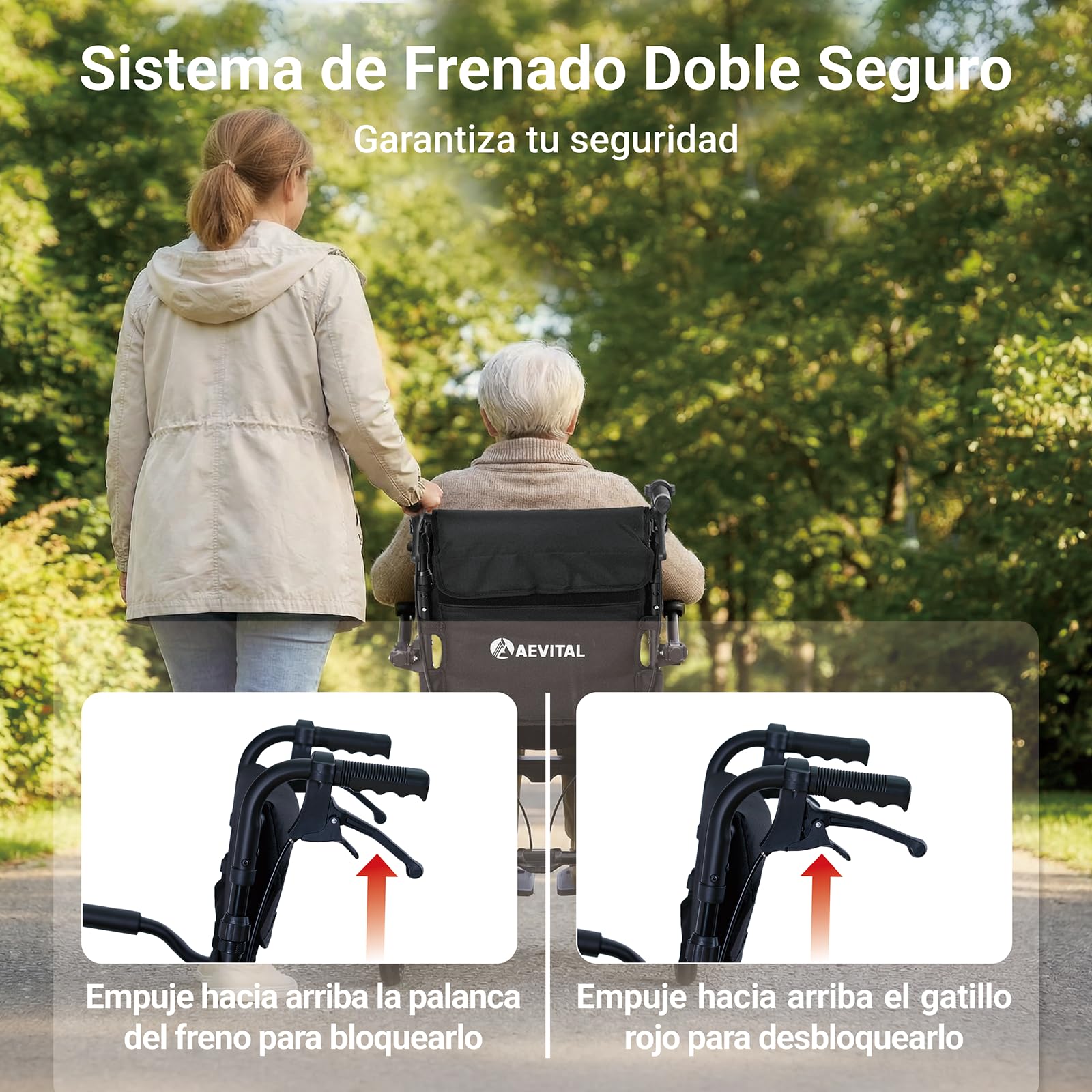 Silla de Ruedas Plegable y Ligera, Carrozzina de Transporte para Mayores y Personas con Movilidad Reducida, Con Frenos Manuales, Reposapiés Extraíbles y Diseño Compacto (Black) | Silla de ruedas plegable con altura ajustable, asas ergonómicas, ruedas de 3