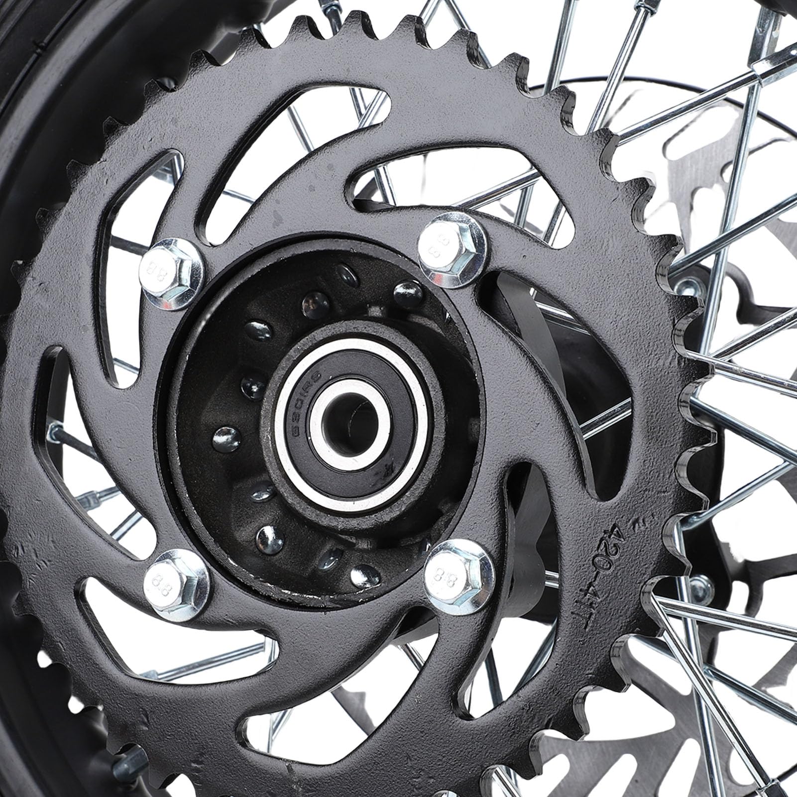 banapoy Opona felgę Tylnego Koła 2,5-10 10" do Motocykla Dirt Pit Bike o Pojemności 50 Ml - 110 Ml, zespół Felgi 2,5-10 z osią 12 Mm i tarczą hamulcową 190 Mm Oraz zębatką 420 41T