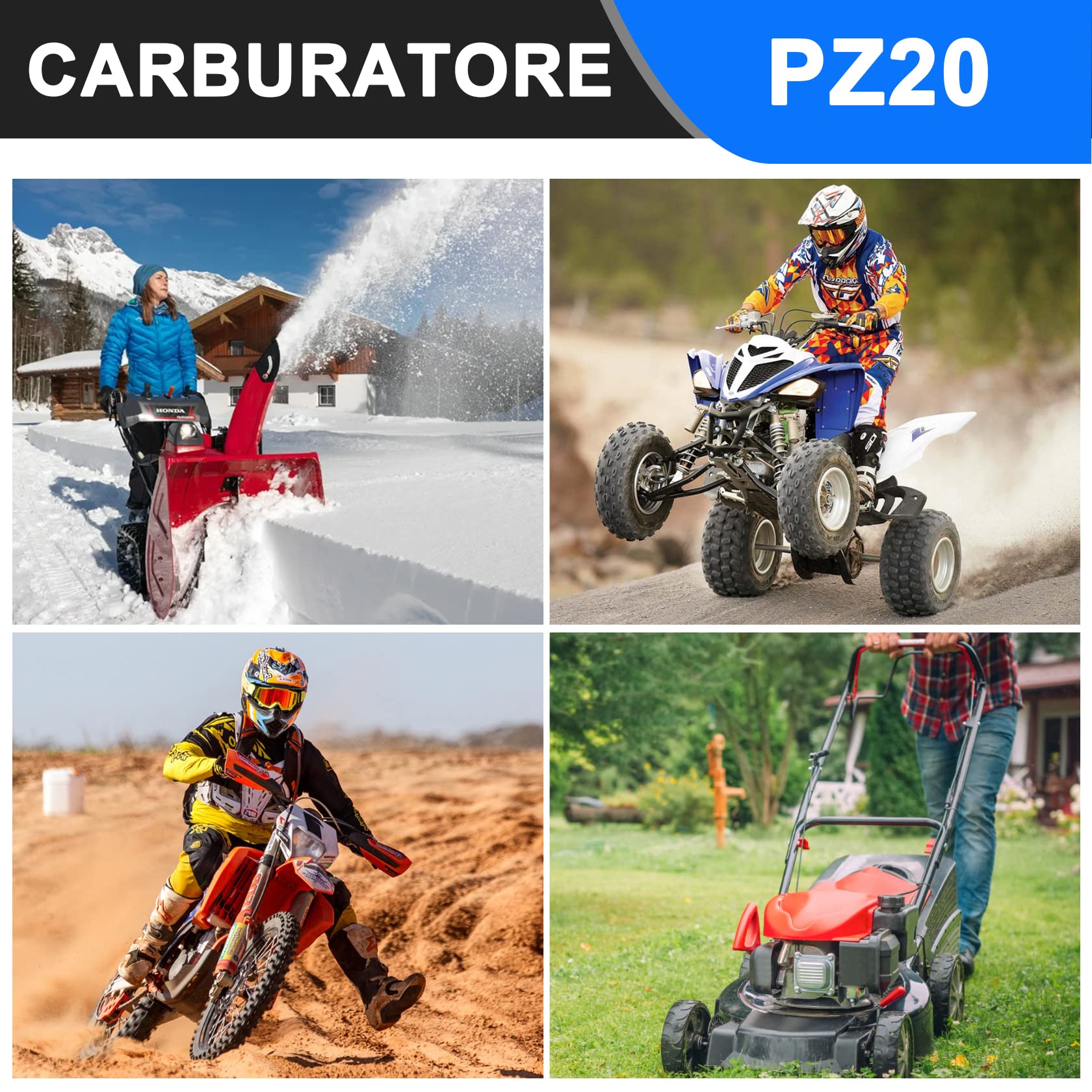 CarBole PZ20 Carburatore con Filtro del Carburante per 50cc 70cc 90cc 110cc 125cc 110B NST SunL ​​​​Quad cinese 4 tempi ATV 4 Ruote Go Kart Dirt Bike CRF50F XL75 CRF80F XR50R