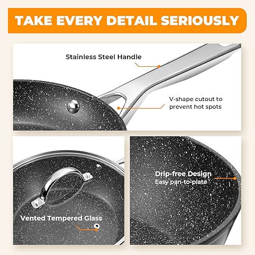 Miniatura 8 de Fadware Juego de utensilios de cocina de inducción ollas y sartenes antiadherentes sartén de cocina incluye sartenes sartén cacerolas y olla 10