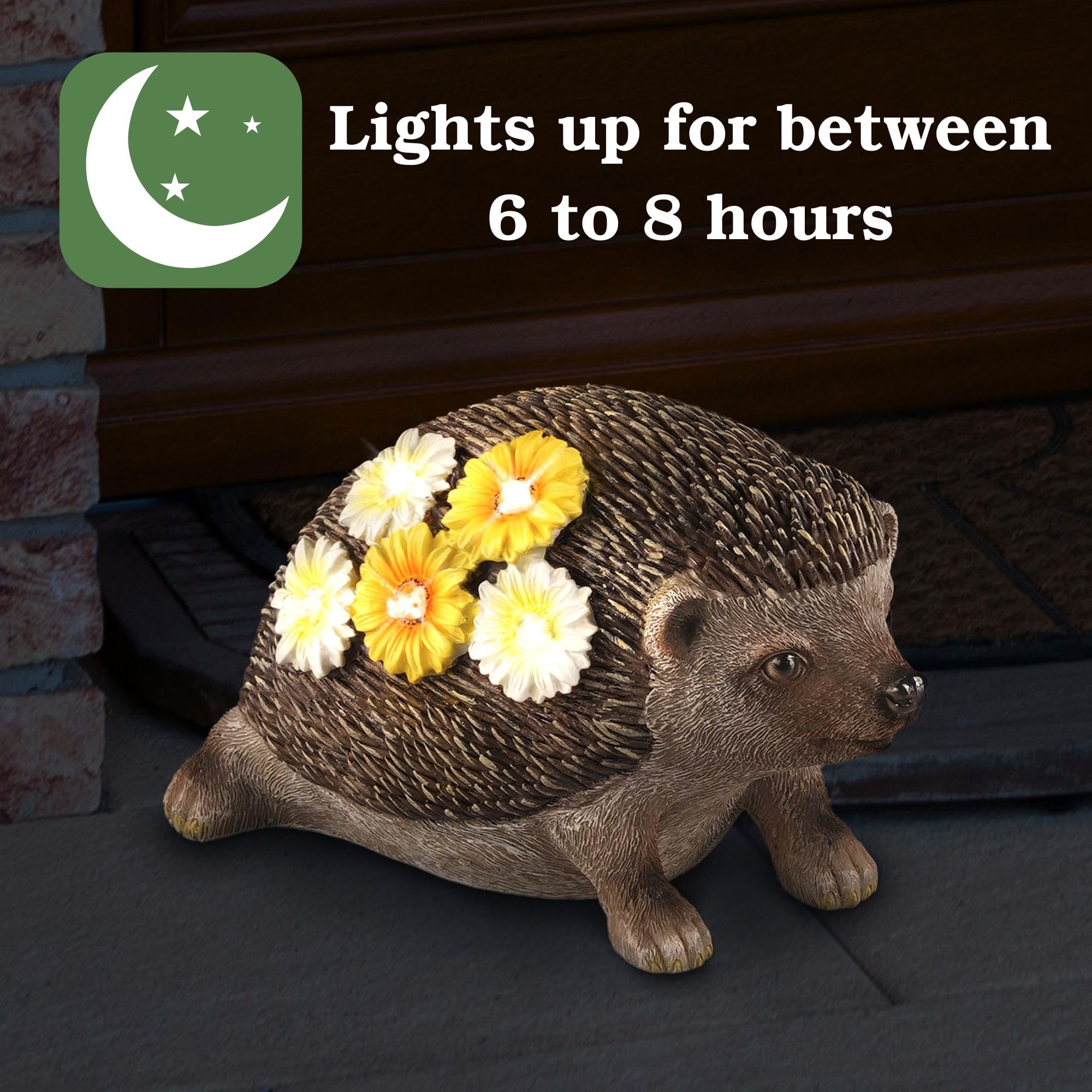 Muldale Solar Hedgehog Garden Ornament with Hidden Key Compartment, Waterproof Outdoor Decor, Solar Powered Animal Light - Image 3