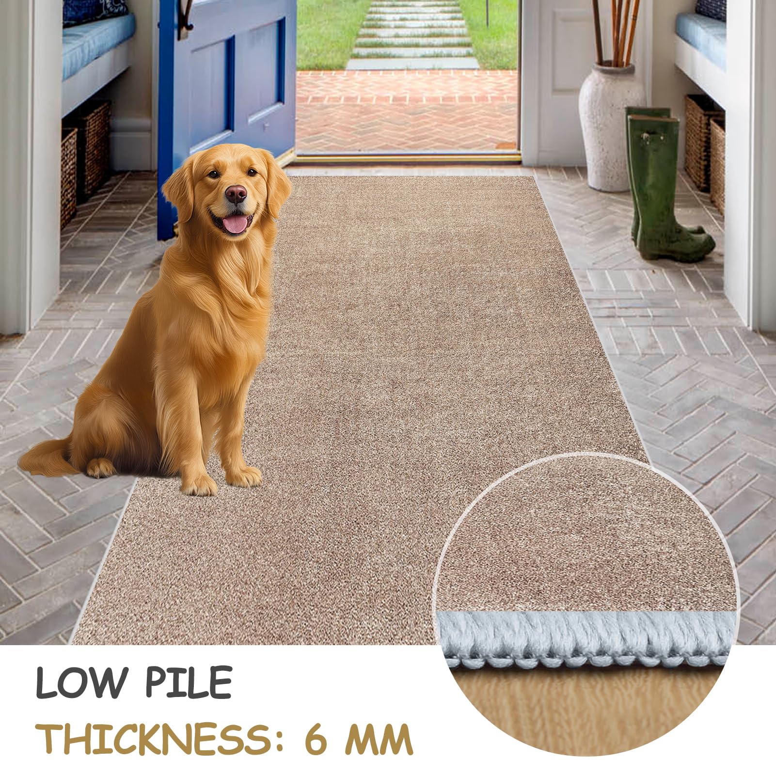 Tapijtloper voor gang, Keukenloper, 100 x 280 cm Gangtapijt, Lang keukentapijt, antislip, wasbaar, Tapijtloper Vloerkleed per meter Slaapkamer Tapijtpads