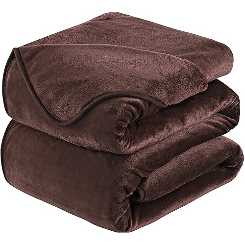 HOZY Soft Blanket King Size Fleece Warm Fuzzy Throw Blankets for The Bed Sofa Lightweight 350GSM Chocolate 90"*108"