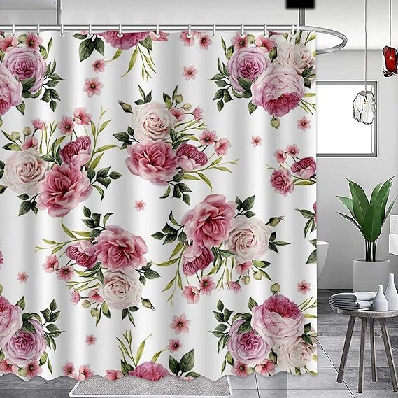 APROPHIC Vintage Floral Shower Curtain Home Decor Pink