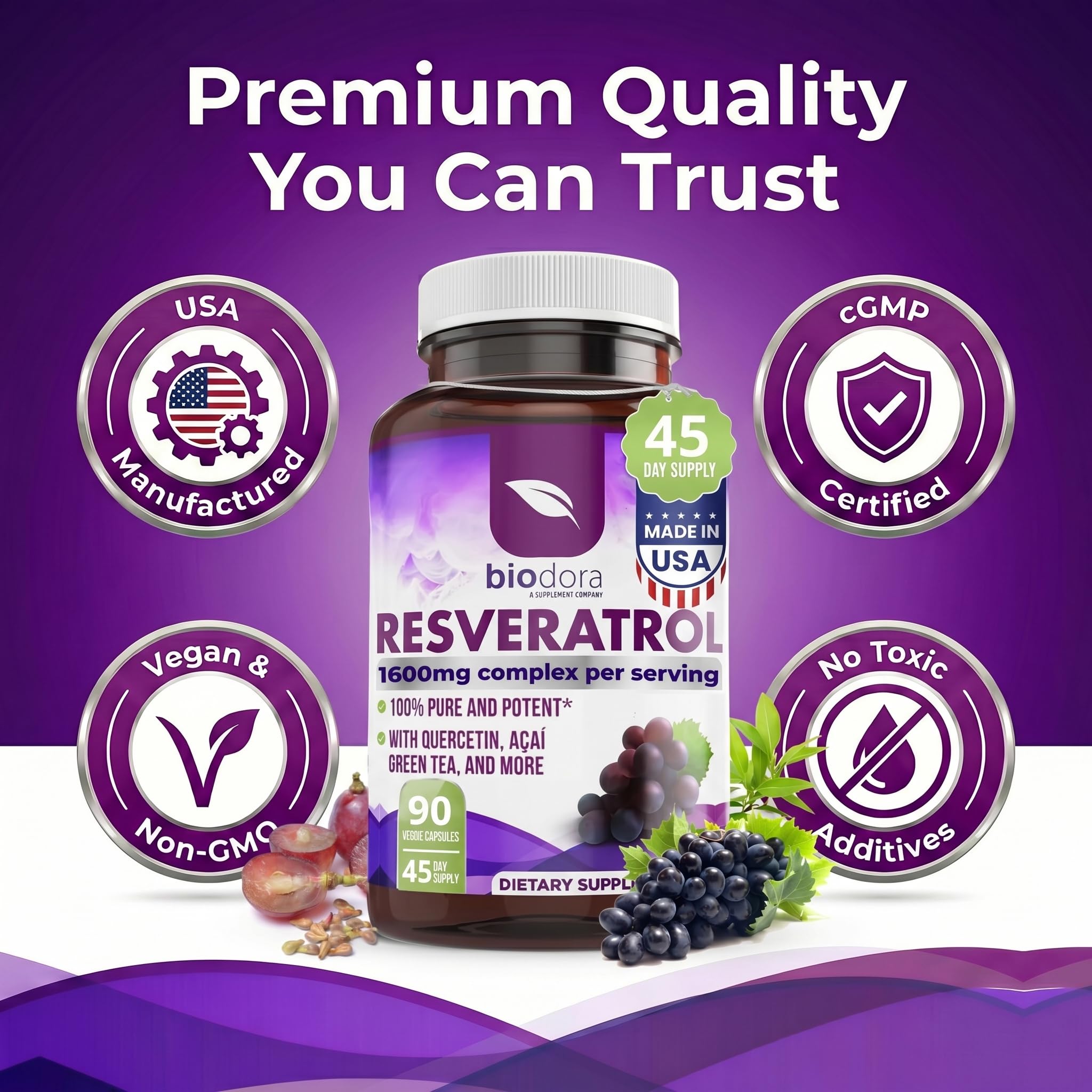 Resveratrol 1600mg | Trans-Resveratrol Antioxidant Supplement, 90 Capsules — Amazon image 3