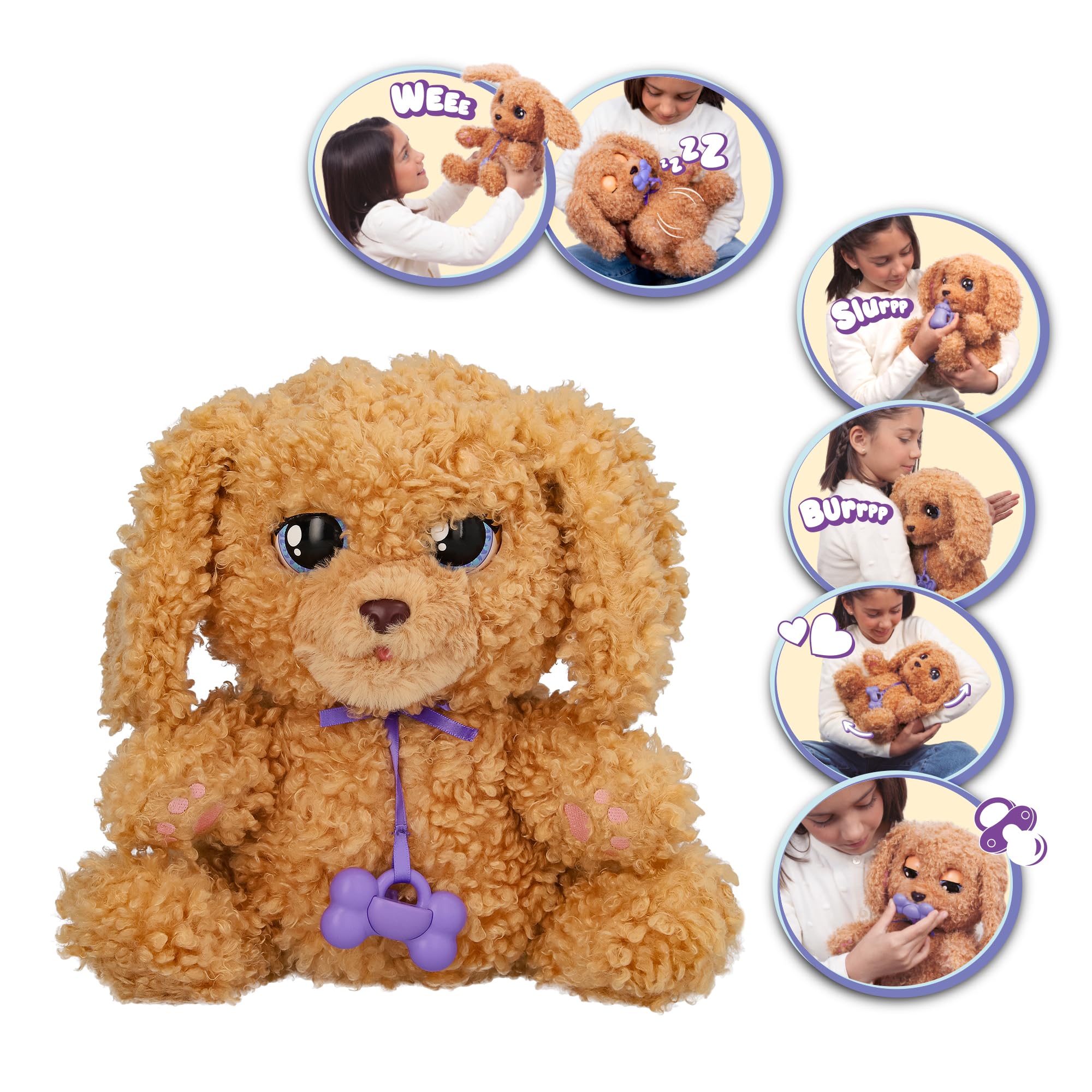 Baby Paws Labradoodle, Peluche Interactivo, Perrito Que Responde a Tus Estímulos con Muchas Funciones E Incluye una Bolsa para Llevarlo Contigo, Niños y Niñas de 4 Años o Más