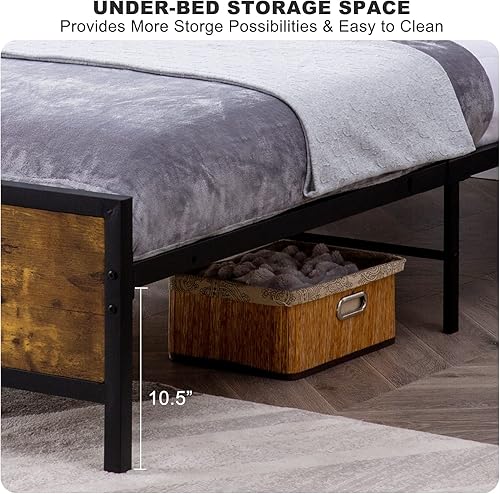 Miniatura 23 de GAZHOME Base de cama individual, cama de plataforma con cabecera de almacenamiento de 2 niveles, sólida y estable, sin ruido, no necesita somier,