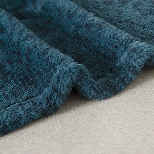 Miniatura 5 de SOCHOW Manta de forro polar Sherpa para todas las estaciones, ligera, mullida, cálida y súper suave, para cama, sofá y sofá, 50 x 60 pulgadas, azul