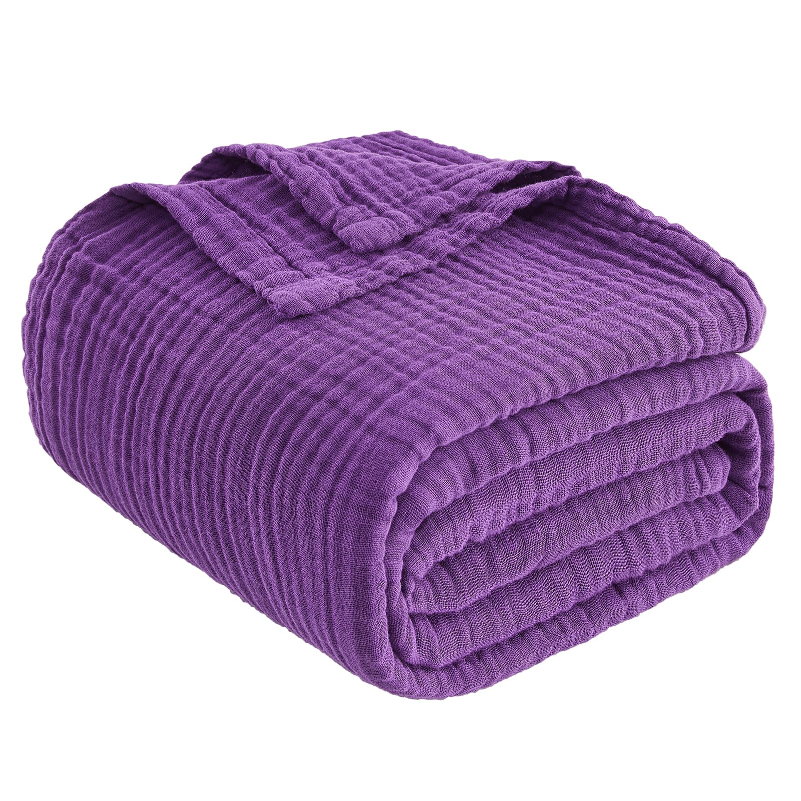 EMME Muslin Blankets for Adults Throw Blanket for Couch Breathable Gauze Soft Lightweight Airy Purple Throw 50" x 60"