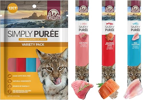 Lickable Cat Treats - Paquete variado de peces exóticos, tubos de 12 ct, atún Ahi, salmón rosa salvaje, pargo rojo, puré de bisque