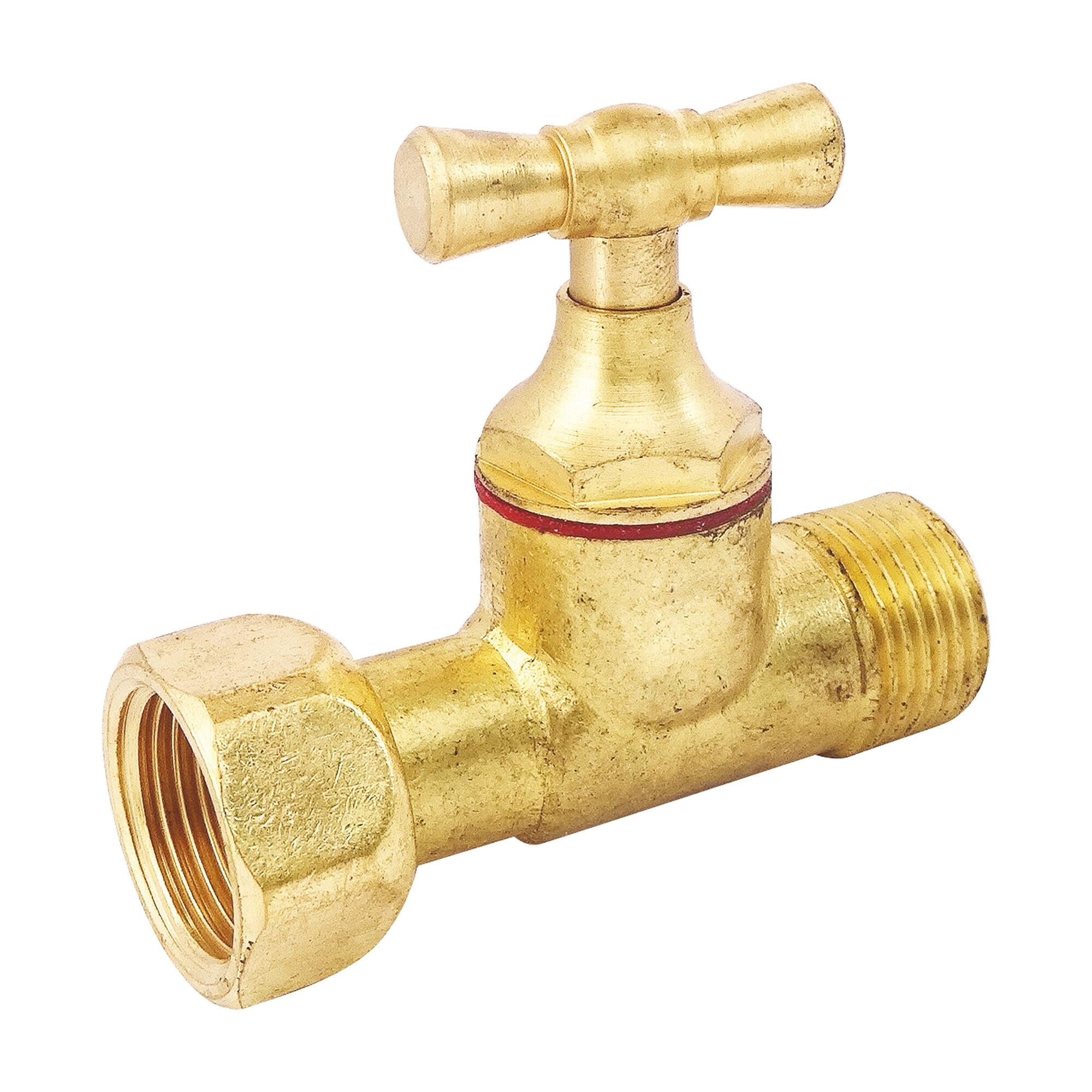 SOMATHERM FOR YOU, Robinet d'arrêt droit 3/​8" pour WC - Tête à clapet en laiton brut - Compact et fiable - Entrée mâle 3/​8" - Sortie écrou tournant - Joint EPDM inclus