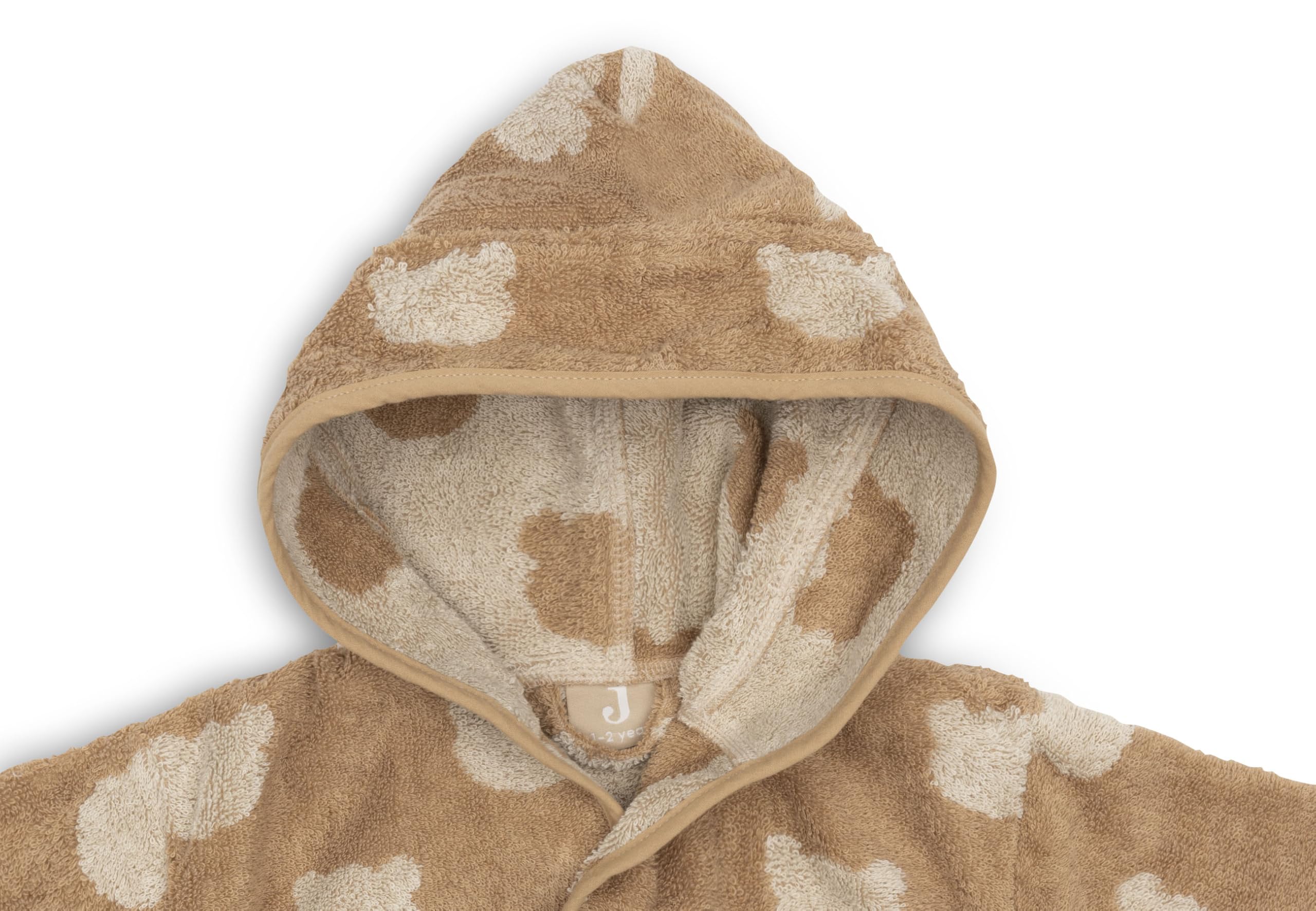 Jollein Peignoir enfant 1-2 ans - Jacquard, Teddy Bear - 100% coton - éponge - certifié OEKO-TEX - avec capuche - peignoir pour filles et garçons