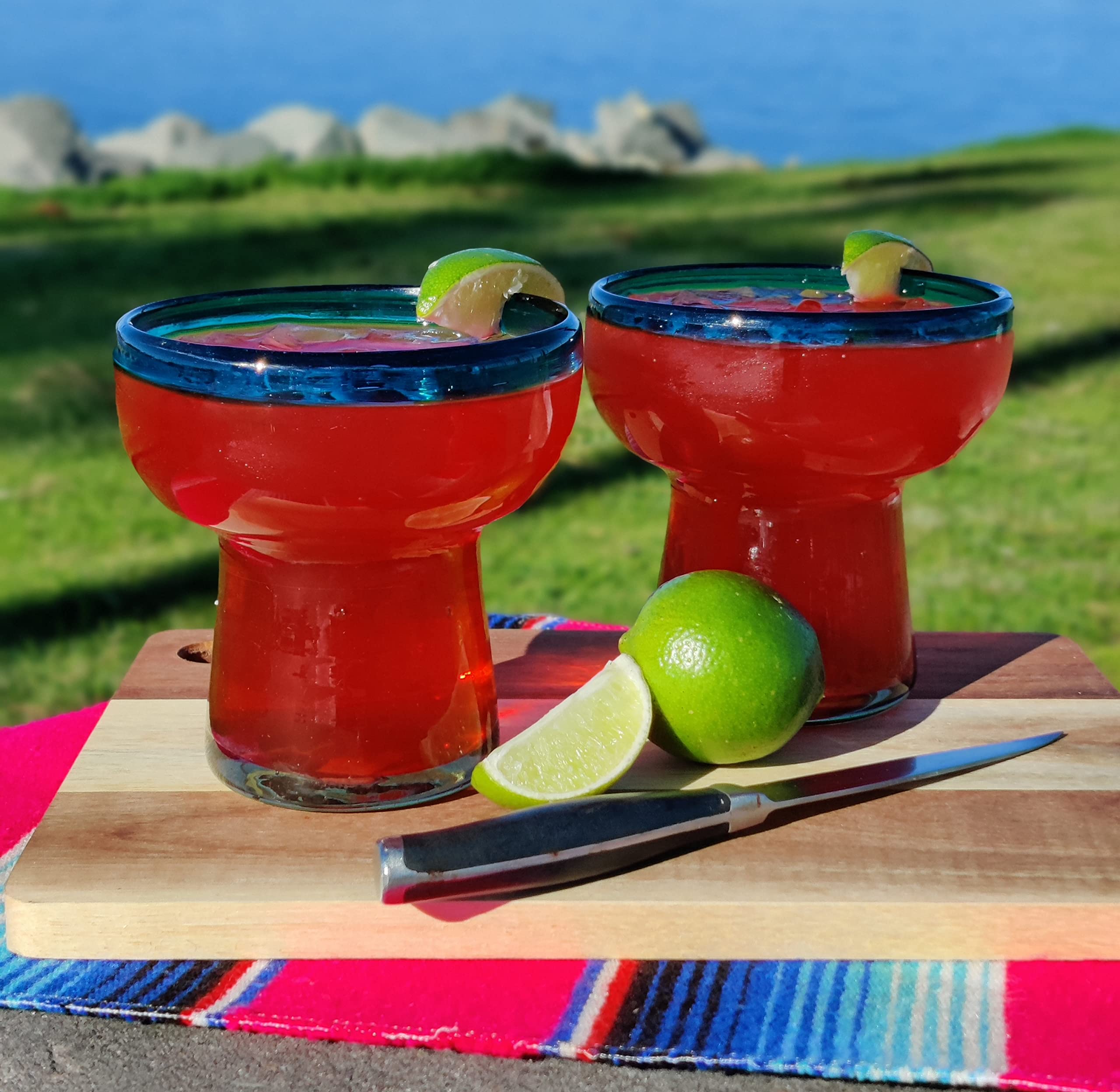Dos Sueños Mexikanisches mundgeblasenes Glas – Set mit 4 mundgeblasenen Margarita-Gläsern ohne Stiel (400 ml)