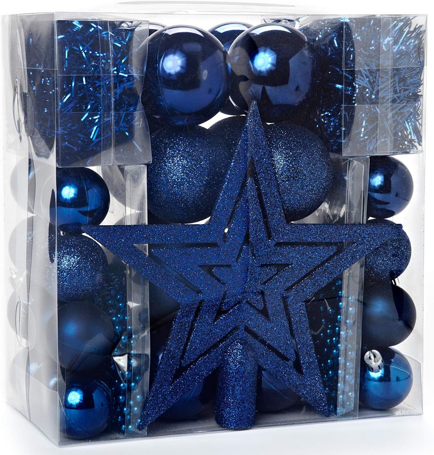albero di natale blu e oro