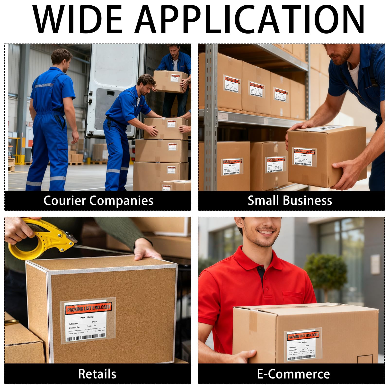 Confezione da 1000 buste per lista di imballaggio, buste trasparenti per etichette di spedizione con lista di imballaggio inclusa, maniche per etichette di spedizione con adesivo per