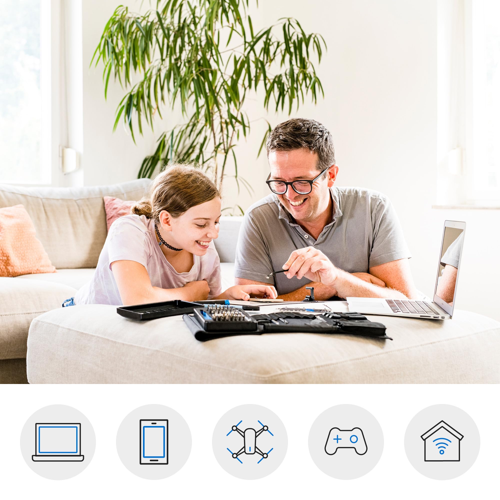 iFixit Pro Tech Toolkit (Wydanie Czarne) - Zestaw narzędzi z otwieraczem, śrubokrętem precyzyjnym i 64 bitami (4 mm), do naprawy smartfonów, laptopów itp.