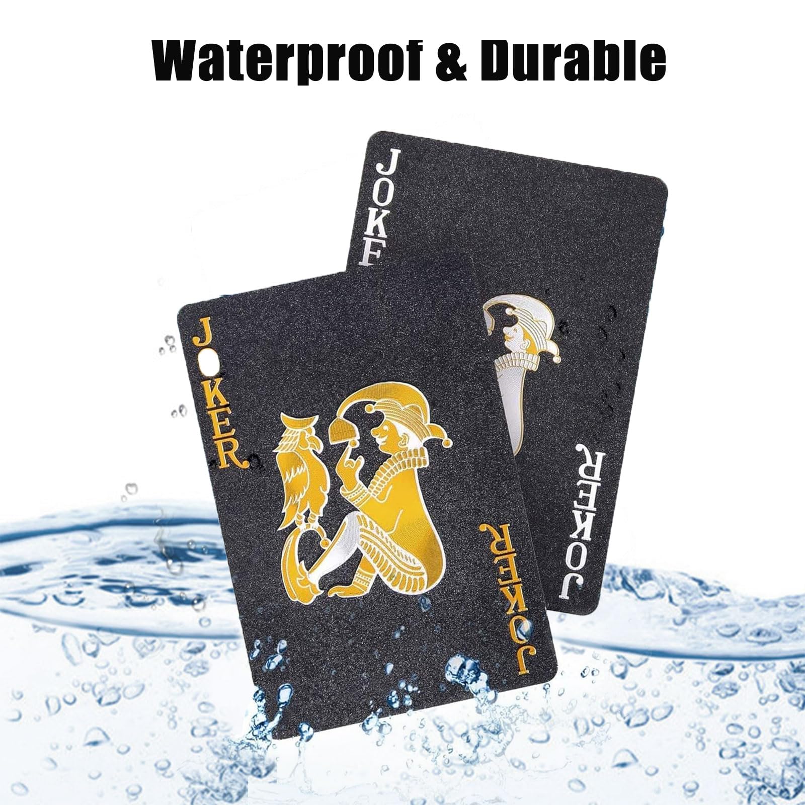 Wasserdichte Pokerkarten Aus PVC – 54 Karten, Goldene Schrift, Für Poker & Kartenspiele
