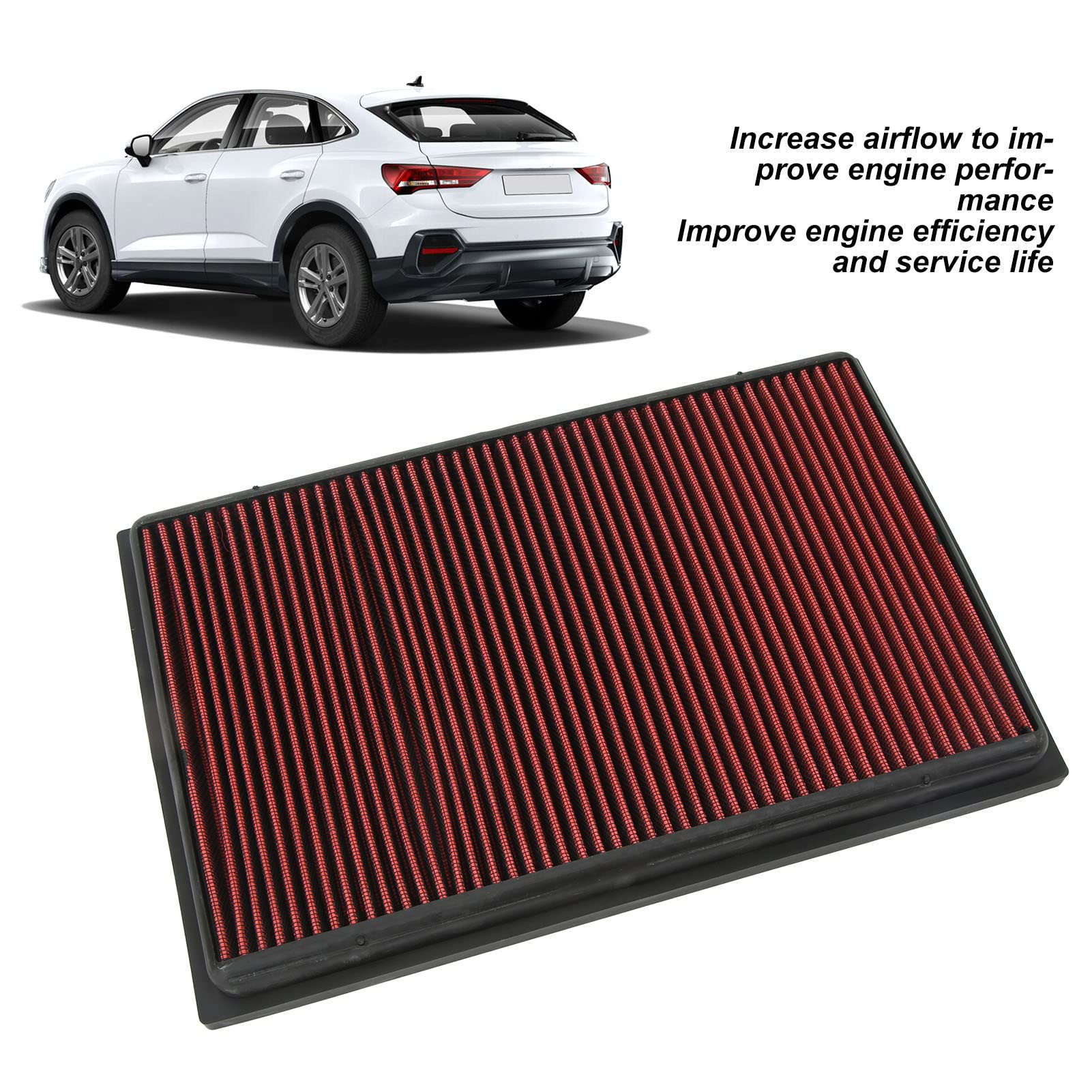 Generic Filtro de Aire de Motor de Coche Reutilizable de Alto Flujo 33 2384 con Metal y Papel de Filtro para Q3 A3 TT RS3 TTS Excellence