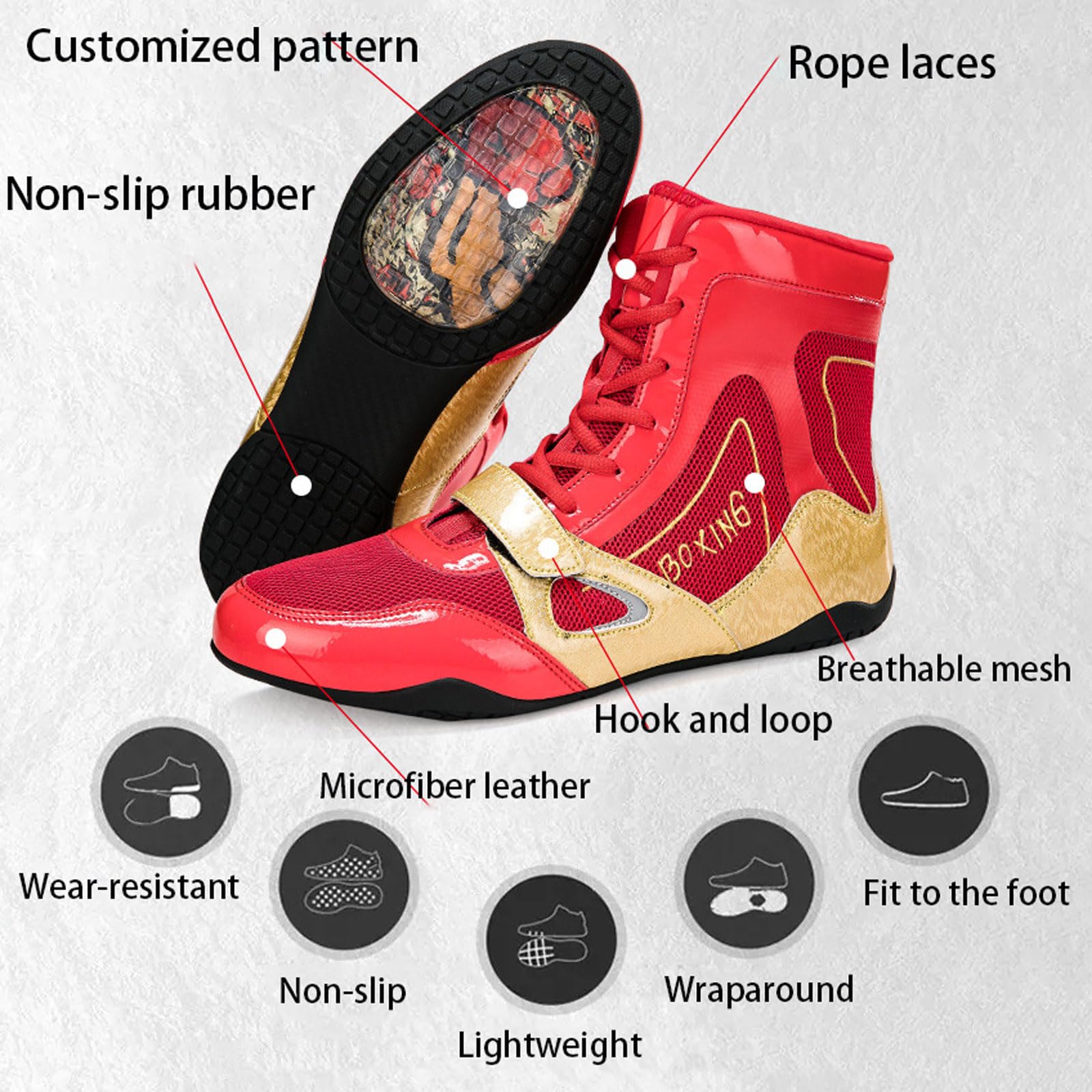 Czerwone, czarne, niebieskie buty zapaśnicze unisex. Buty bokserskie. Buty zapaśnicze. Wysokie buty do wrestlingu. Do treningu walki ćwiczeń fitness Muay Thai sztuki walki
