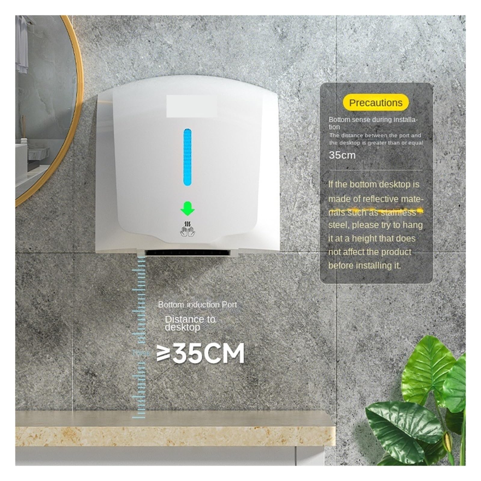 Hotelowa automatyczna suszarka do rąk Automatyczna, czujnik Domowe urządzenie suszenia Łazienka Elektryczny grzejnik na gorące powietrze Wiatr, Artykuły łazienkowe(688 single hea)