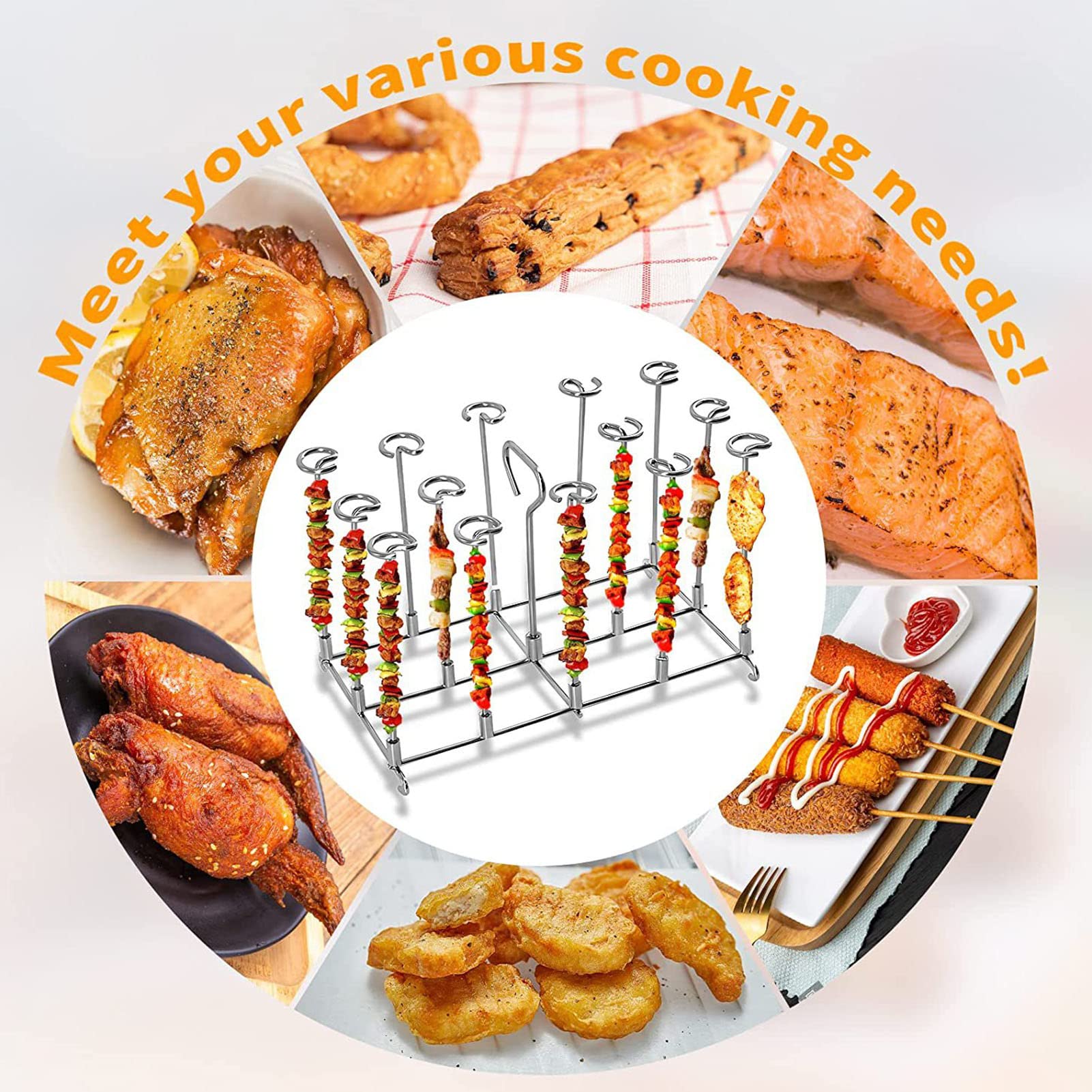 Stainless Steel Kabob Holder 304 Stainless Steel Air Fryer Skewer Stand ...
