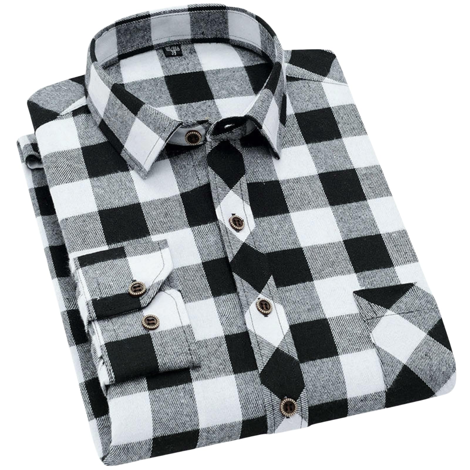 Camisa de manga larga a cuadros para hombre, corte entallado