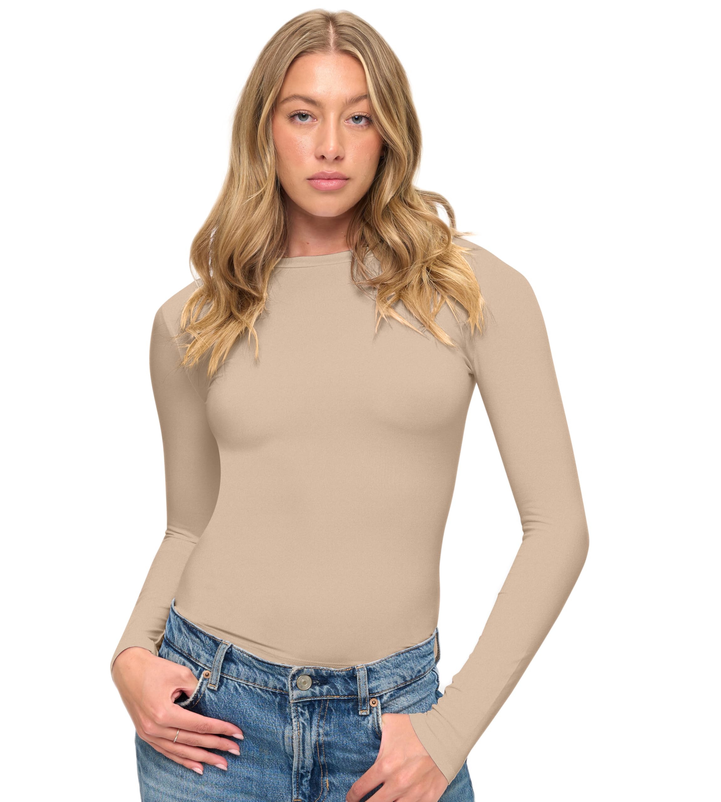 Natural Uniforms Camiseta corta de manga larga Y2K súper suave para mujer