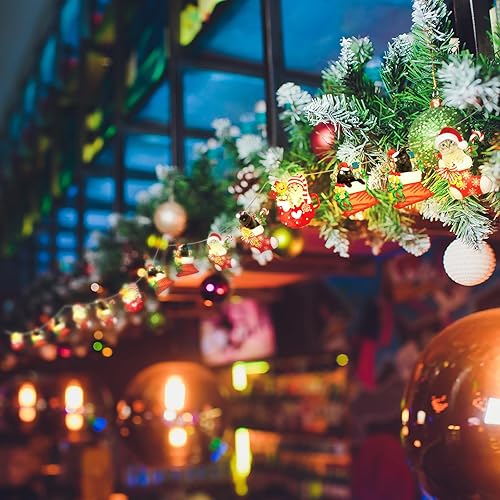 Miniatura 6 de Ganeen Guirnalda de luces de Navidad para perro, 20 luces LED de 10 pies, linda cadena de luces colgantes para árbol de Navidad, funciona con pilas,