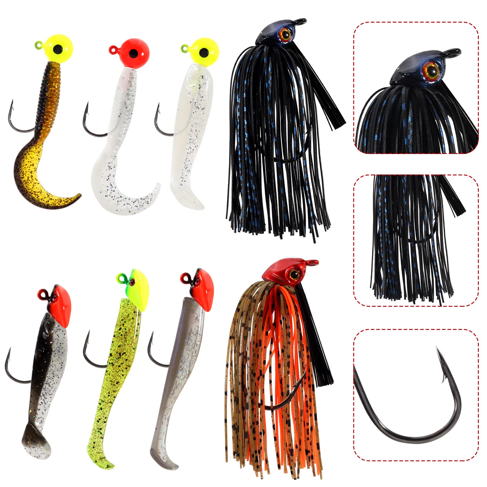 Fishing Lures Kit With Tackle Box Halo Angler 102pcs Fishing Lure Kit - Tackle Box With Soft Baits, Jig Heads, Hooks Soft Plastic Lures Fishing Lures Kit With Tackle Box Halo Angler 102pcs Fishing Lure Kit - Tackle Box With Soft Baits, Jig Heads, Hooks Soft Plastic Lures