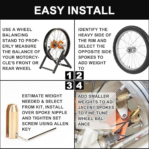 Miniatura 3 de WYNNsky 8 unidades de pesas de rueda de radios de motocicleta, latón reutilizable balanza de radios para bicicletas ADC y otras bicicletas con