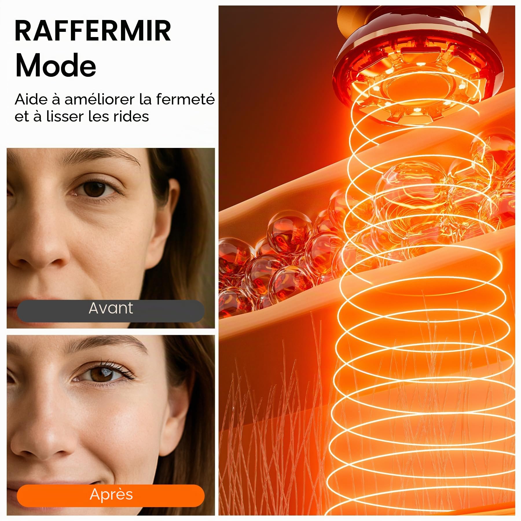 INIA Professionelles 3-in-1 Anti-Falten Gesichtsmassagegerät mit Mikrostrom & Rotlicht Straffendes Lifting-Gerät für Gescht/Hals