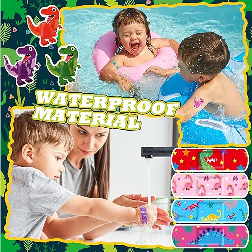 Miniatura 5 de Weewooday 200 vendajes a granel para niños, vendajes en forma de dinosaurio, divertidos adhesivos para niños, impermeables, flexibles, coloridos
