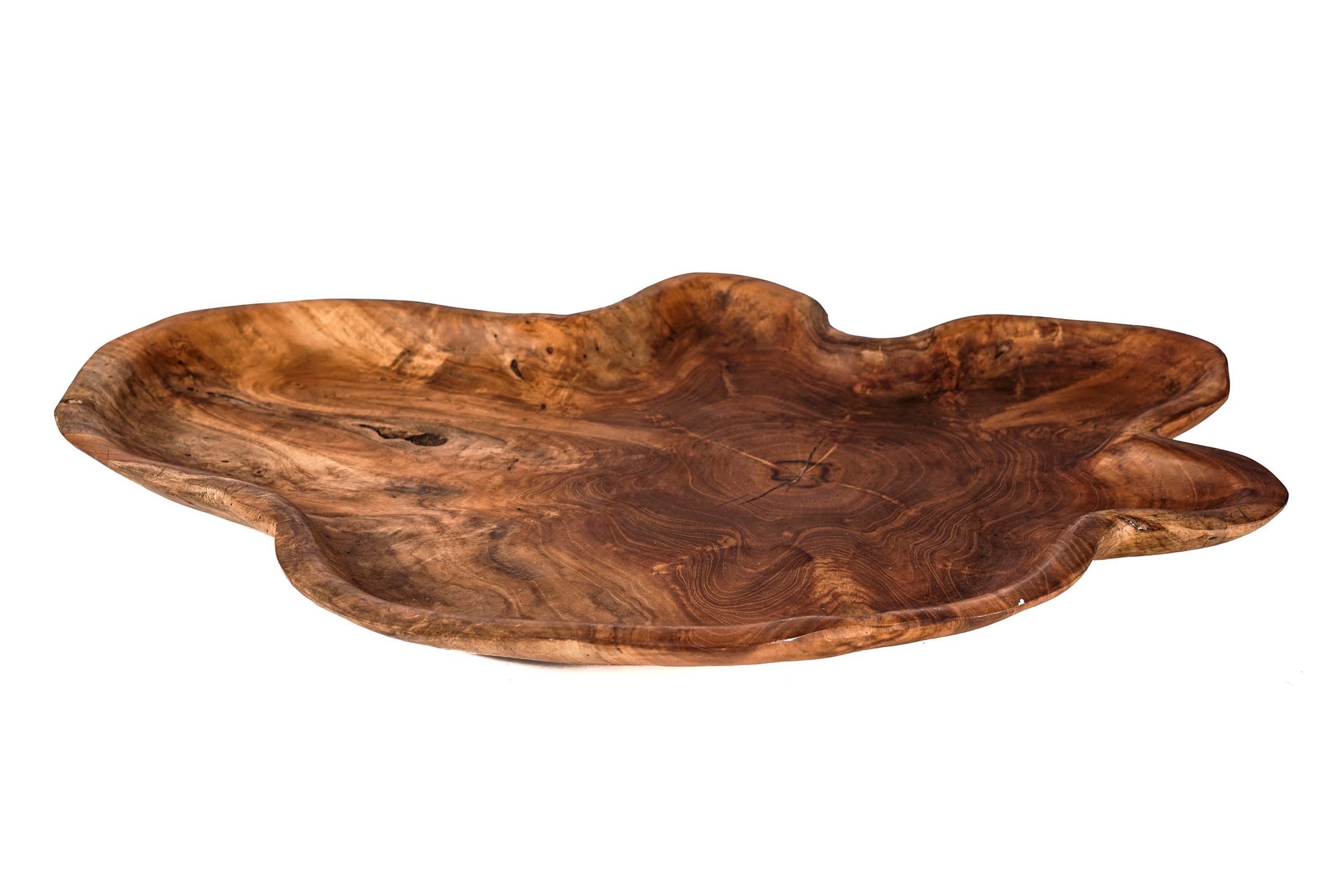 Windalf Große Servierplatte 56 cm Buffet Teakwurzel Holz