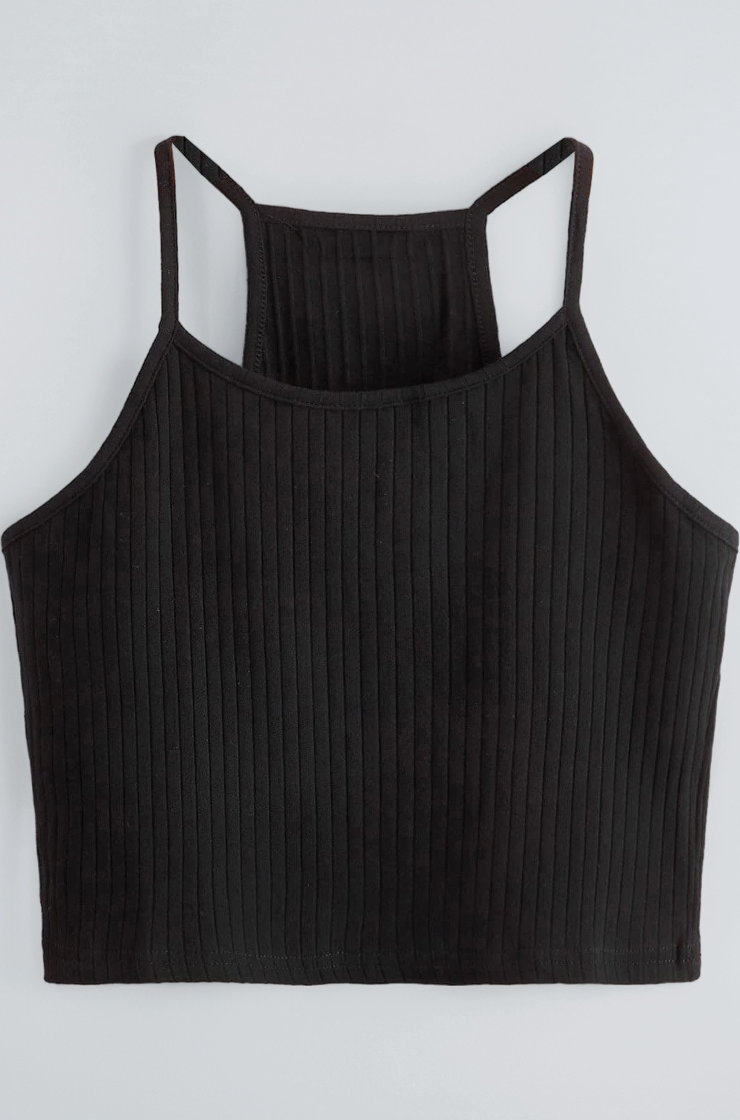 Women's & Girl's 100% Cotton Black Solid Basic Slim Fit Cropped Top