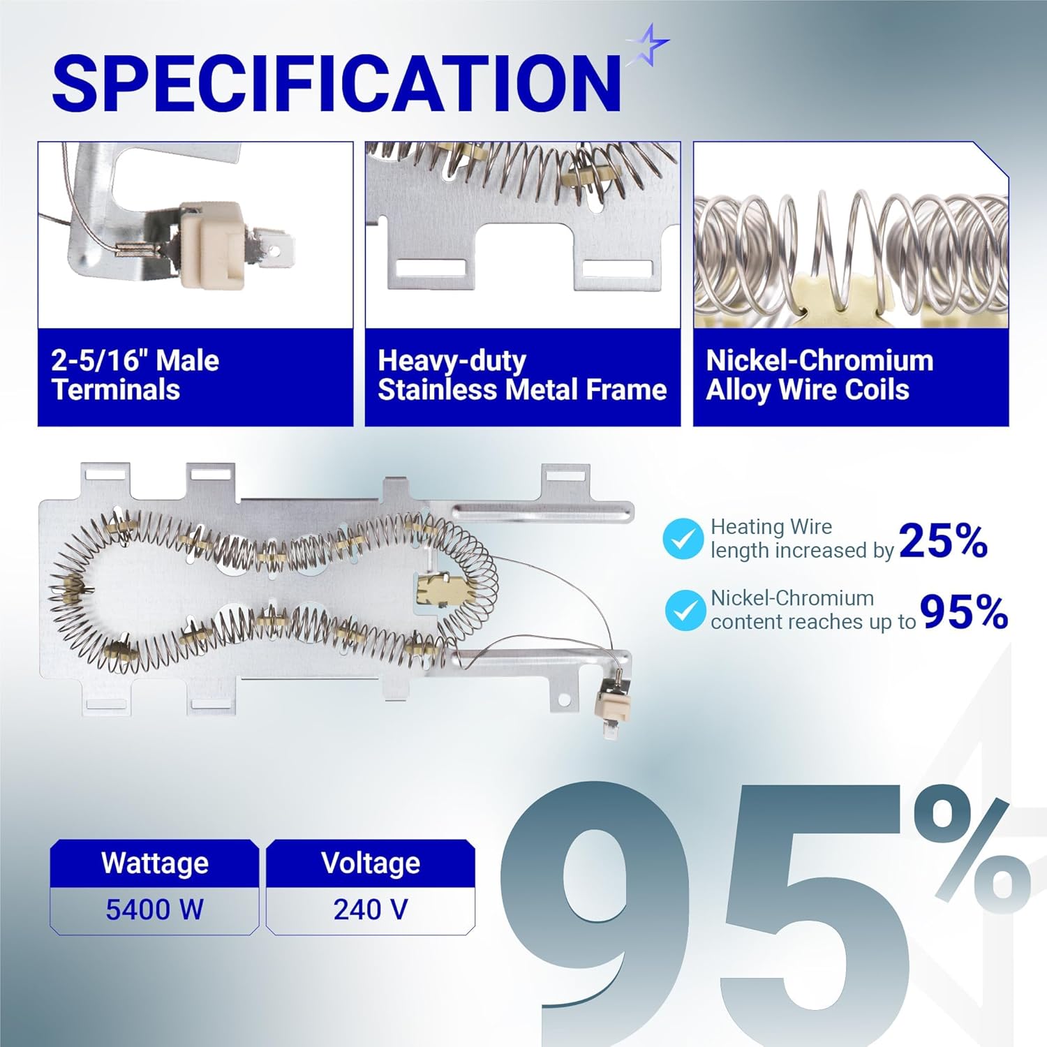 [UPGRADED] WP8544771 Dryer Heating Element Kit, 279816 Thermal Cut-Off, 279973 3392519 Thermal Fuse For Kenmore, Whirlpool WED9200SQ0 WED9550WW1 WED9400SW2 WED7300XW0 WED9150WW1 WED8300SW1 WED7800XW0