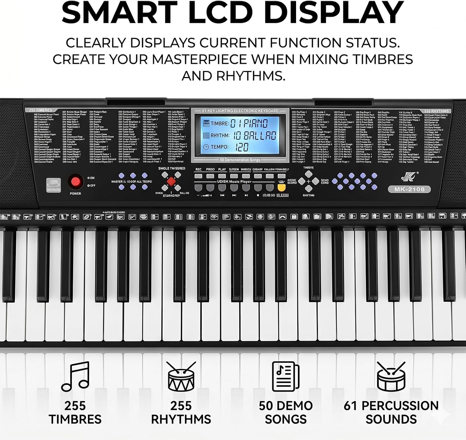 61 Key Keyboard Piano for Beginners with Stand, Bench & Headphones thumbnail