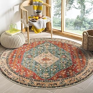 Lahome Boho Tribal Round Rug 4ft Washable Bedroom Round Area Rugs for En...