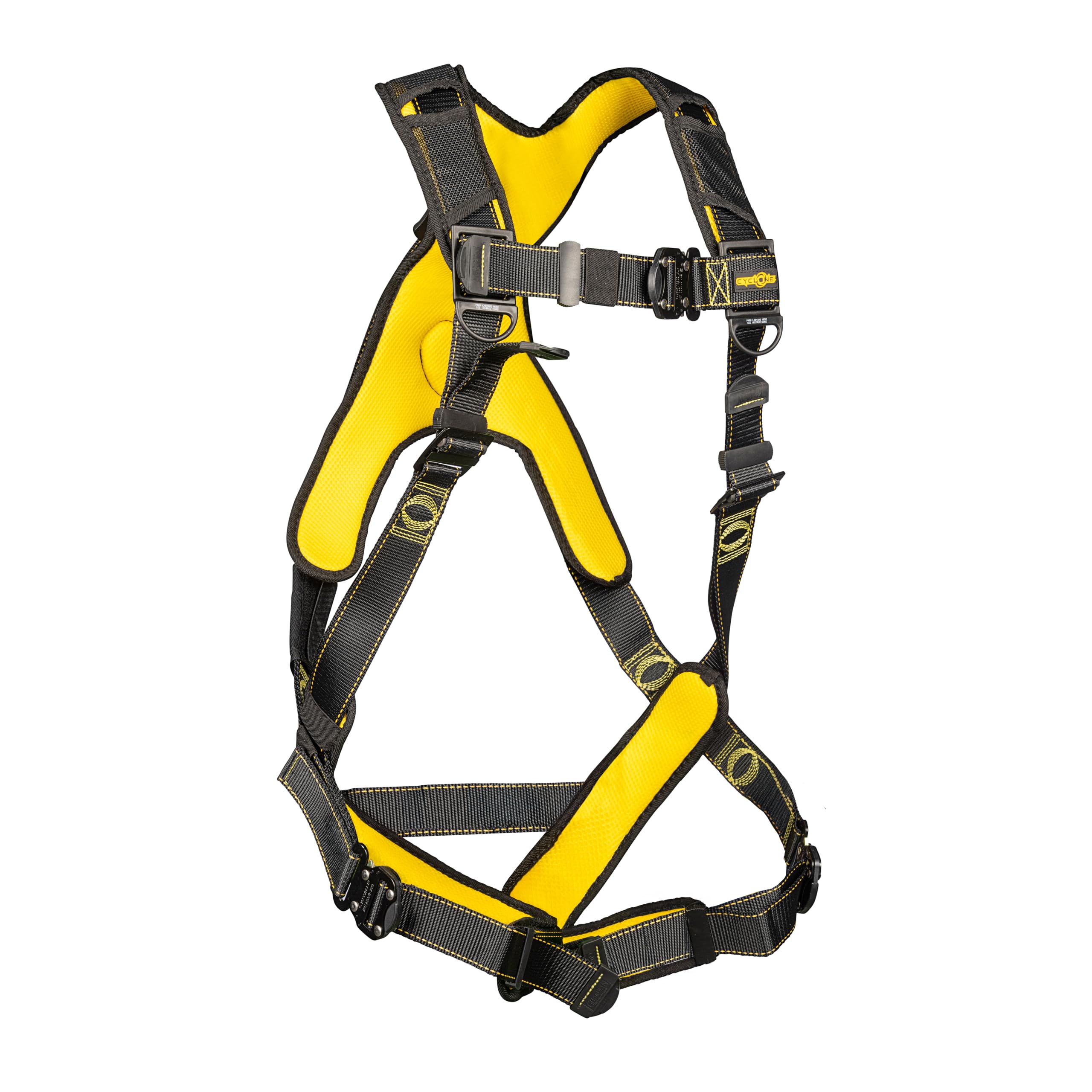 Photo 1 of Guardian 21046 Cyclone Construction Harness with Comfort Shoulder Padding |Quick Connect Leg|OSHA & ANSI Compliant | Black/Yellow | M-L