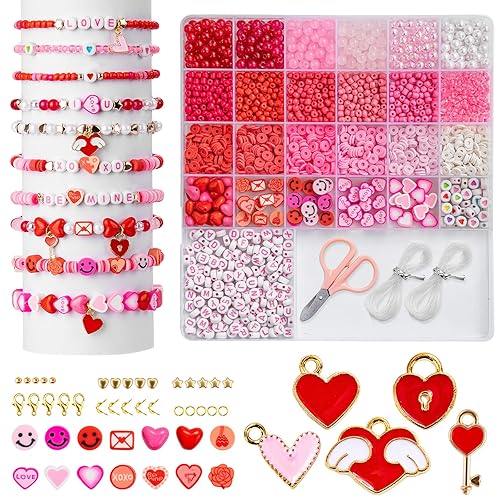 Goldwise Valentine’s Day Beads Kit for Bracelet Making, Love Theme