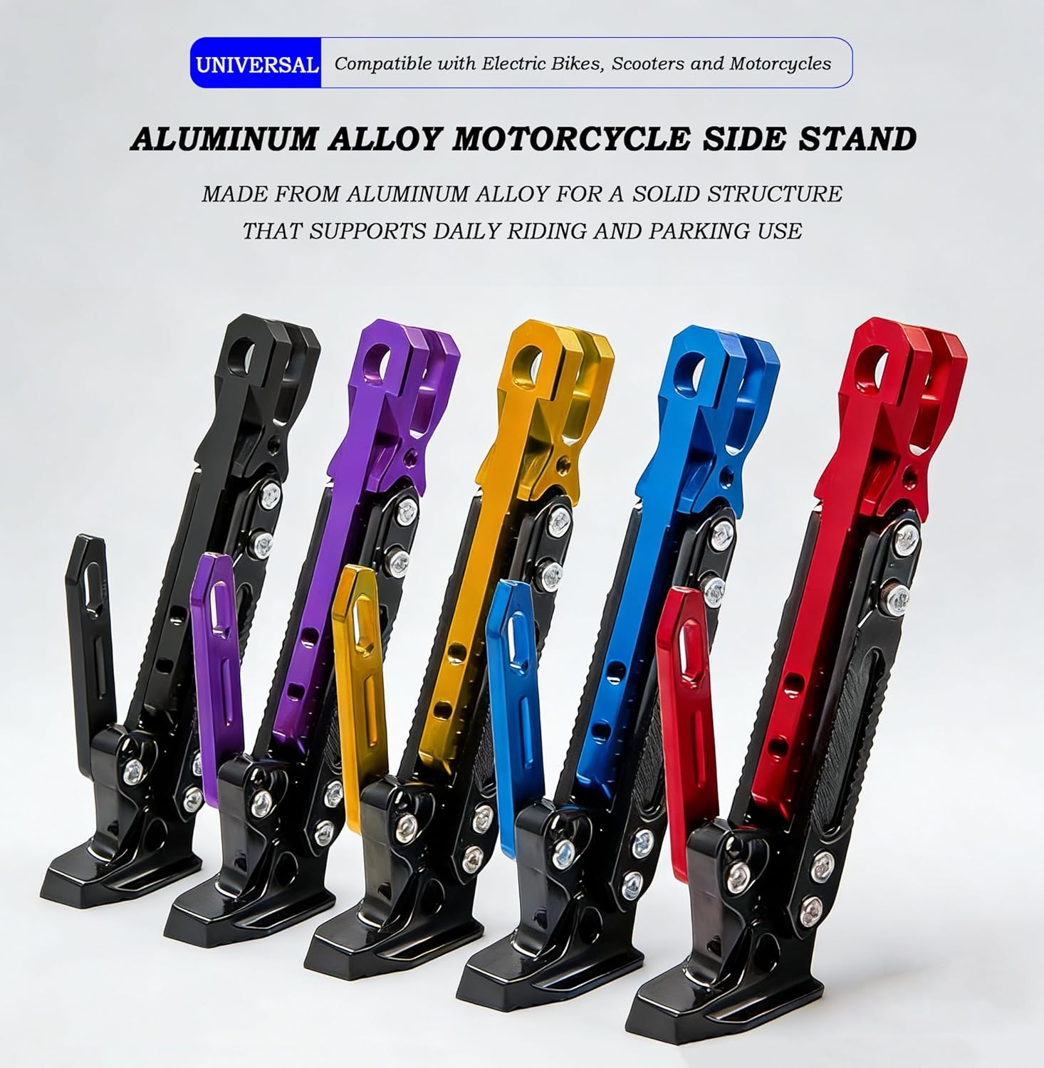 Motorcycle Kickstand for Ducati Supersport 950 Supersports Supersport S, Adjustable Side Stand Durable Aluminum Foot Support Folding Parking Stand for Motorbike Scooter Electric,B Black