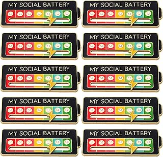 Social Battery Pin - My Social Battery Creative Lapel Pin, Fun Enamel Emotional Pin 7 Days a Week for Women and Man