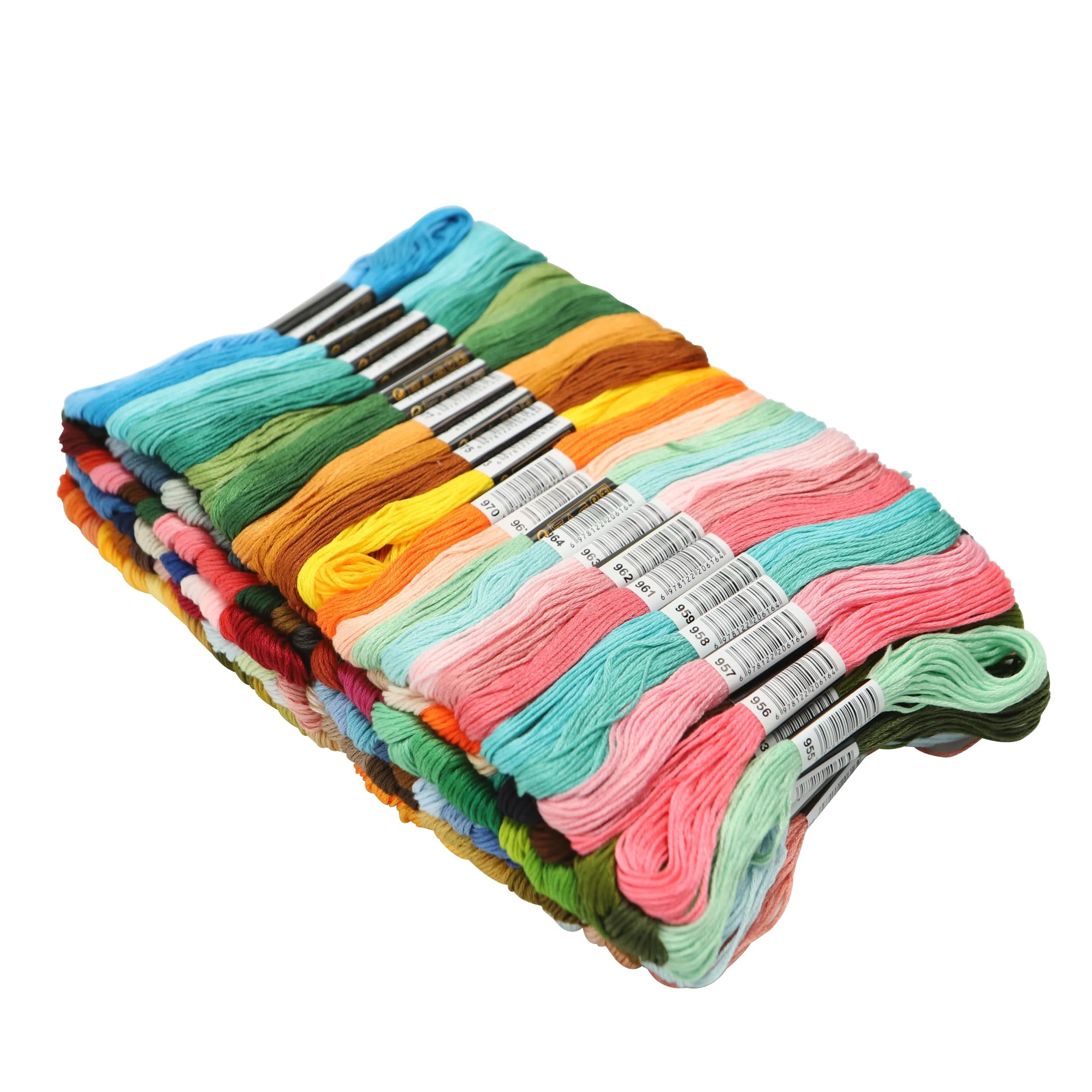 Filo da Ricamo 447 Pezzi Set Punto Croce Filo da Ricamo Interdentale for Principianti Fai Te Artigianato 8M Matassa Senza Colori Arcobaleno