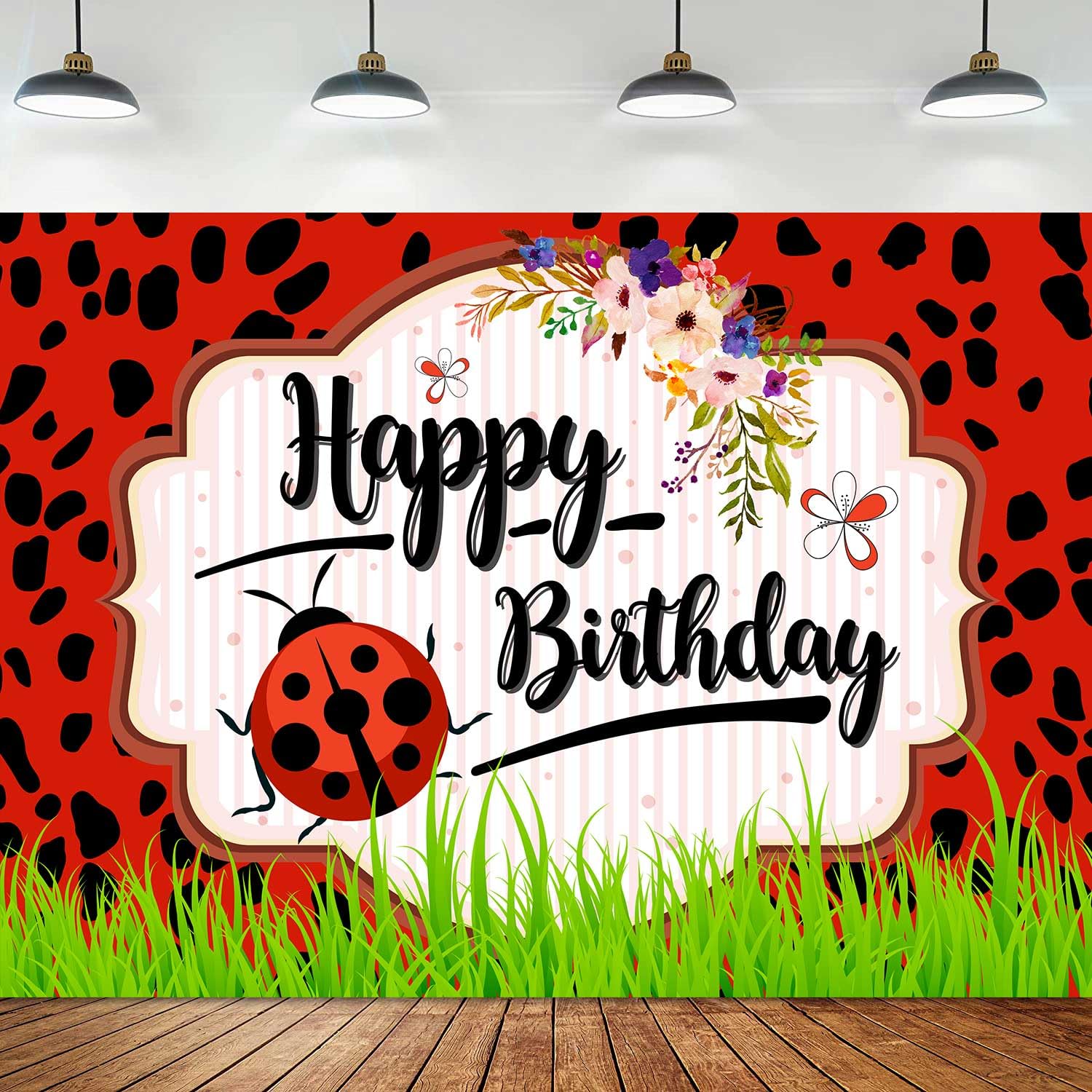 Amazon.com : KIKIDOR 9x6ft Cartoon Ladybird Birthday Photography ...
