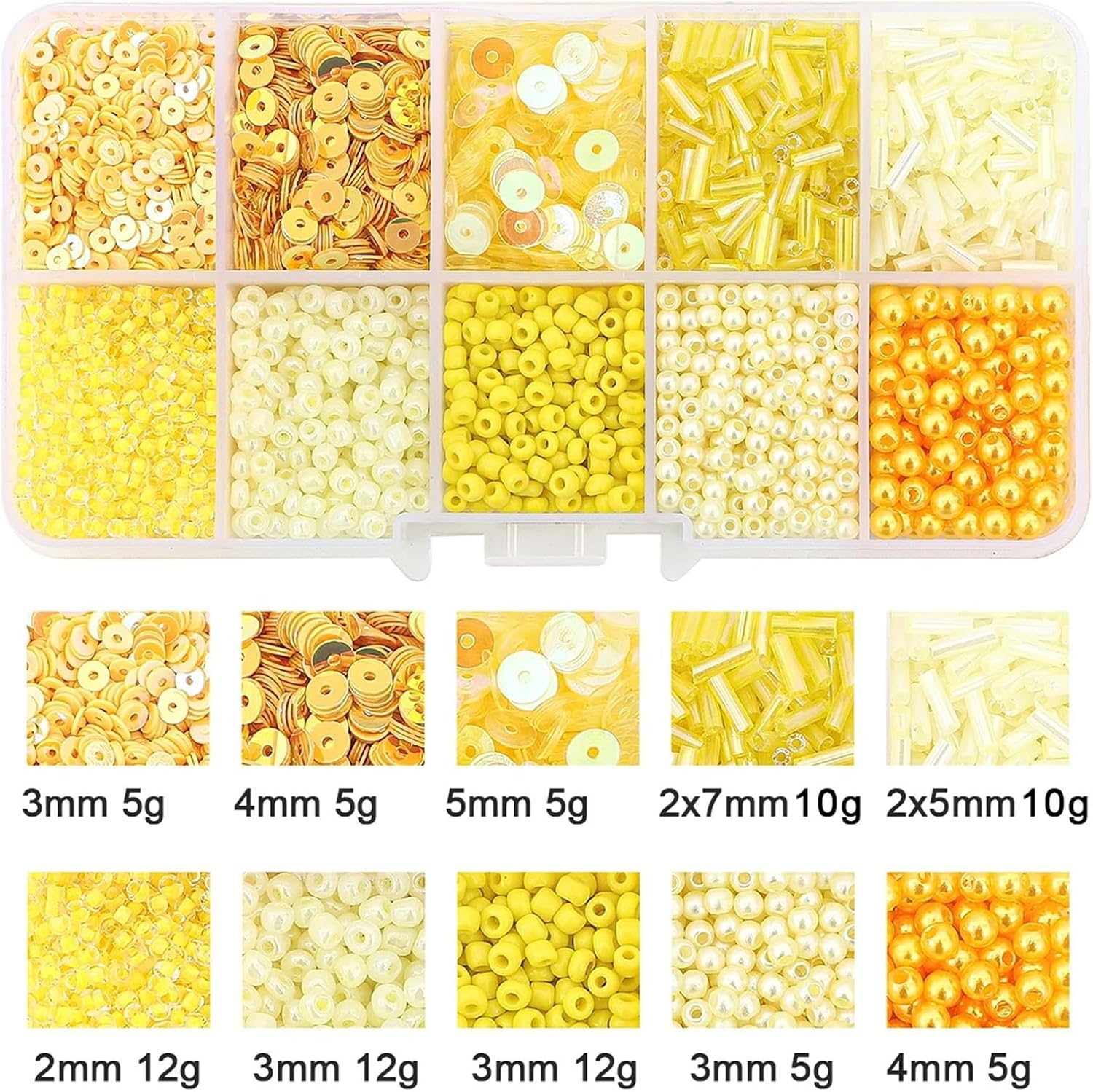 5 Boxes 10 Grid Bead Storage Set for Rice Beads Sequins Imitation Pearls