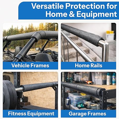 Miniatura 5 de Oodles of Noodles Almohadillas de espuma negra para barra antivuelco, 3 pies, ignífugo, cubiertas de tubo de espuma de alta densidad preranuradas,