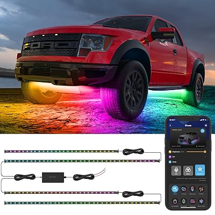 Govee Underglow Car Lights, 4pcs RGBIC Smart LED Lights for Cars