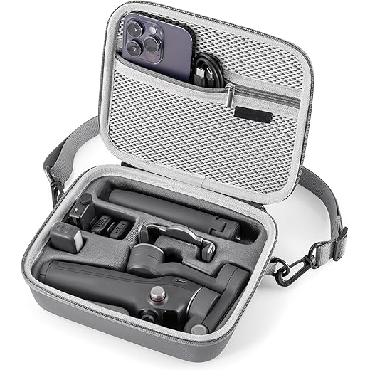 LEQTRONIQ Osmo Mobile 7P Case, Portable PU Shoulder Bag for DJI OM 7 Pro/7 Gimbal Stabiliser Travel Case for DJI Osmo Mobile 7/7P Accessories (Gimbal not Included)