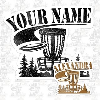 Custom Disc Golf Name Sticker Personalized Text Sport Decal Waterproof Vinyl Decal for Water Bottles Tumblers Laptops Hard Hat Cars Kindle for Women Men Teachers Sporty Boy Girl Gift