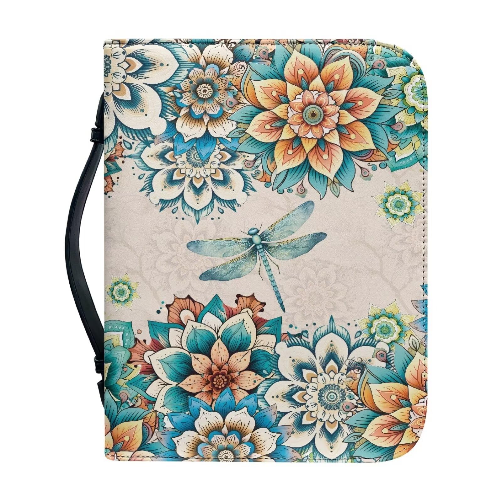 Talayituse Bible Covers for Women Men PU Leather Bible Case Bible Bag Tote Book Carrying Case Christian Bible Accessories, Boho Mandala Dragonfly, M — image 1