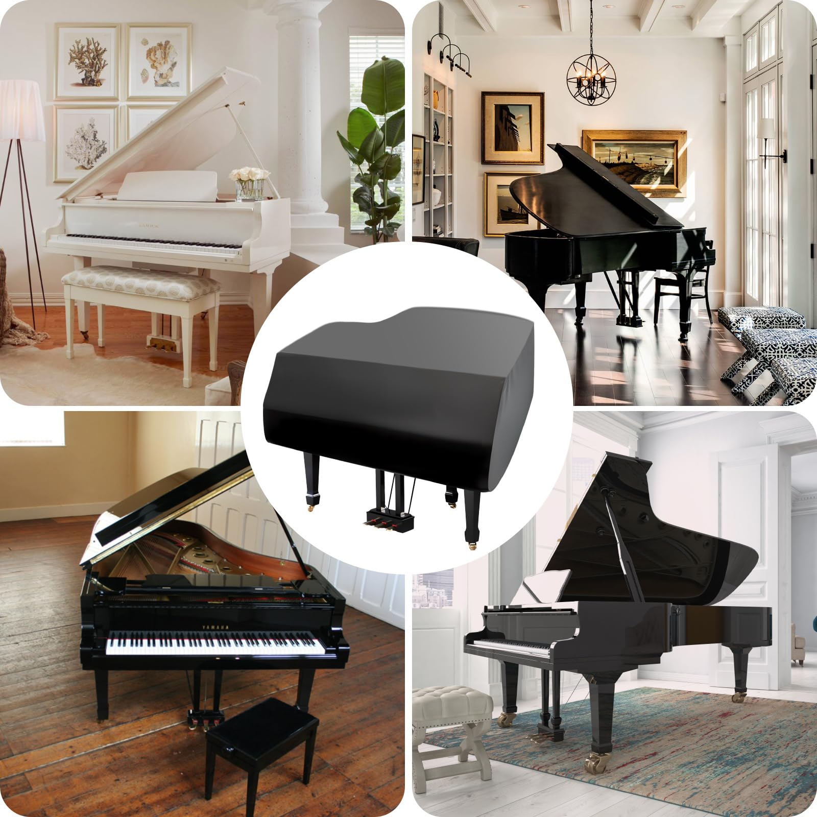 Housse de protection robuste pour piano à queue 600D imperméable à l'eau, à la poussière, à la crème solaire et aux rayures – Housse de piano (S-162,9 cm)